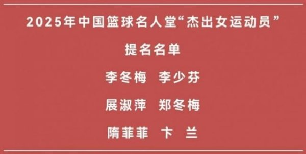 众豪配资 李少芬隋菲菲在列 篮协发文介绍名人堂“杰出女运动员”提名名单